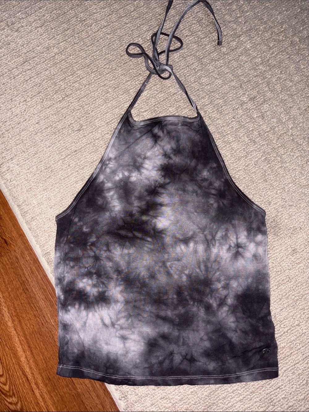 American Eagle Outfitters Black & Gray Tie-Dye Halter Camisole